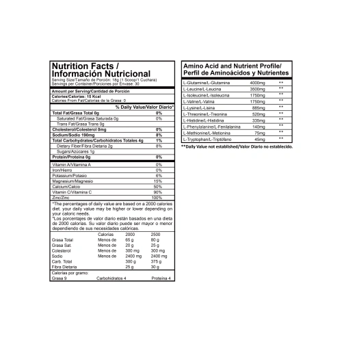 tabla nutricional - Army Bcca - Proscience